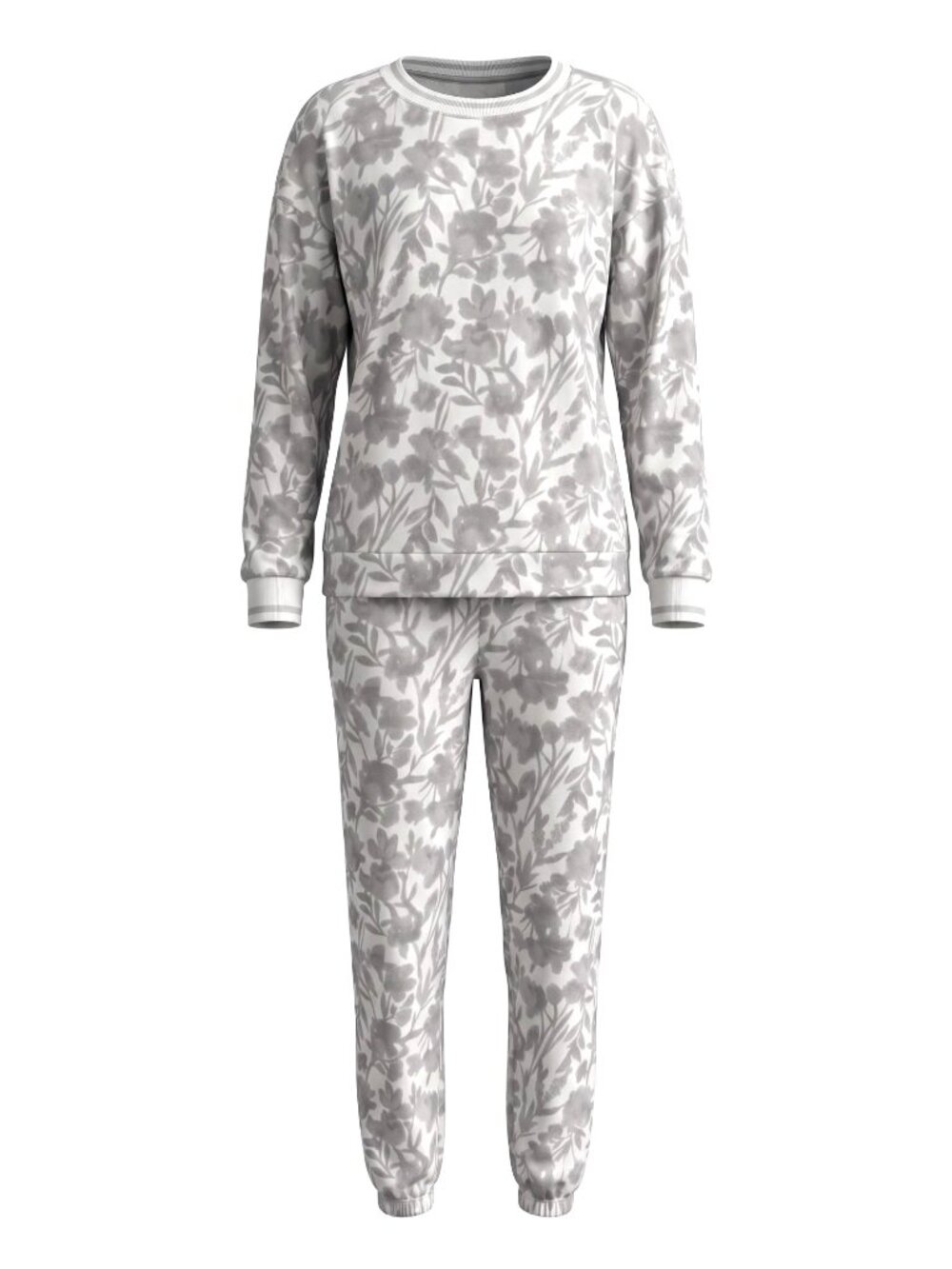 Simply Vera Vera Wang Womens XXL Pajama Set Gray Ivory Floral Joggers Loungewear - Picture 1 of 7